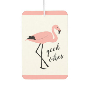 Désodorisant Pour Voiture Flamant rose Good Vibes Rose Black Air Freshener