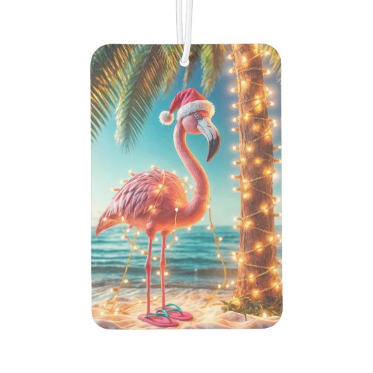 Désodorisant Pour Voiture Flamant rose Rose De Noël Aux Lumières Tangées (Dos)