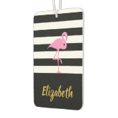 Désodorisant Pour Voiture Flamant rose rose sur noir et blanc (Gauche)