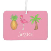 Désodorisant Pour Voiture Flamant rose rose Tropical Island Palm Tree Ananas (Dos)