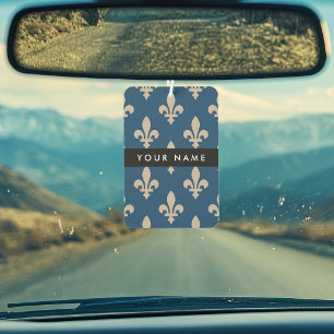 Désodorisant Pour Voiture Fleur de Lis, Beige sur Bleu Nuit, Royal, Votre No