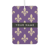 Fleur de Lis, Beige sur Violet, Royal, Votre Nom