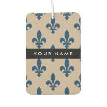 Fleur de Lis, Bleu Marine sur Beige, Royal, Votre