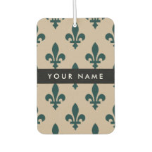 Fleur de Lis, Vert sur Beige, Royal, Votre Nom