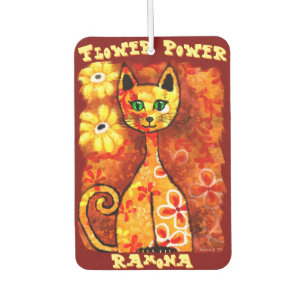 Désodorisant Pour Voiture Fleur de pouvoir Rétro Fantaisiste Chat Personnali