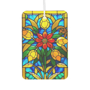 Désodorisant Pour Voiture Fleur rouge Élégant Art de Verre Coloré