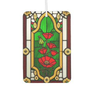 Désodorisant Pour Voiture Fleur rouge Élégant Art de Verre Coloré