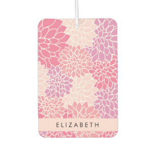 Désodorisant Pour Voiture Fleurs Dahlia Roses, Motif De Fleurs, Votre Nom