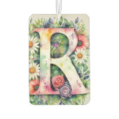 Désodorisant Pour Voiture Fleurs d'aquarelle colorées Monogramme personnalis (Dos)