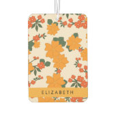 Désodorisant Pour Voiture Fleurs Oranges, Motif De Fleurs, Votre Nom (Dos)