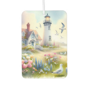 Désodorisant Pour Voiture Fleurs printanières au cottage côtier au phare