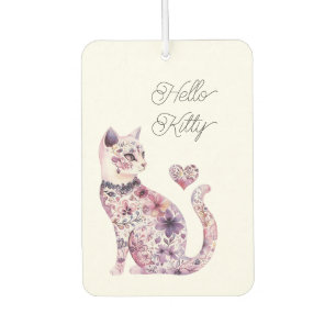 Désodorisant Pour Voiture Fleurs Rose Violet Rougeur Cœur Amour Chat Anniver