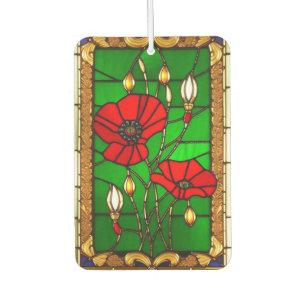Désodorisant Pour Voiture Fleurs rouges en verre coloré élégant