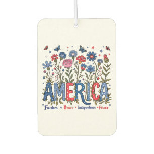 Désodorisant Pour Voiture Fleurs sauvages américaines patriotiques Quatre ju