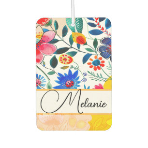 Désodorisant Pour Voiture Floral Aquarelle Boho Motif Tropical
