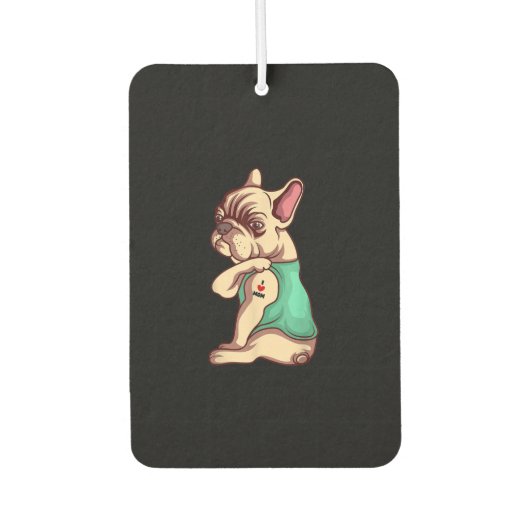 Désodorisant Pour Voiture français bulldog i love maman tatouage amant cadea (Devant)