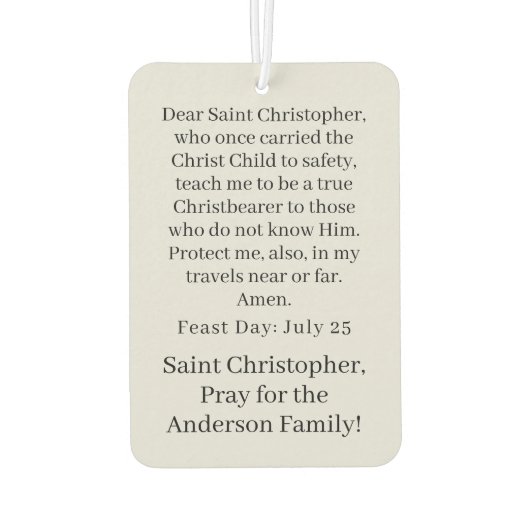 Désodorisant Pour Voiture Freshener sur mesure Saint Christopher Air (Dos)