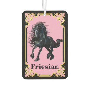 Désodorisant Pour Voiture Friésien, étalon noir, j'aime mon friésien/rose