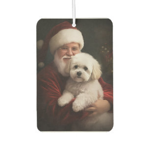 Désodorisant Pour Voiture Frise de Bichon avec Noël Festif du Père Noël