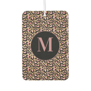Désodorisant Pour Voiture Fun Chic Rose Noir Or Monogramme Guépard/Léopard
