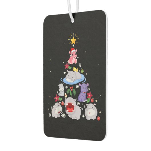 Désodorisant Pour Voiture Funny arbre de Noël hippo| Hippopotame de Noël (Gauche)