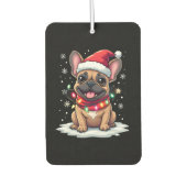 Désodorisant Pour Voiture Funny French Bulldogs Christmas Santa Hat Lights S (Devant)