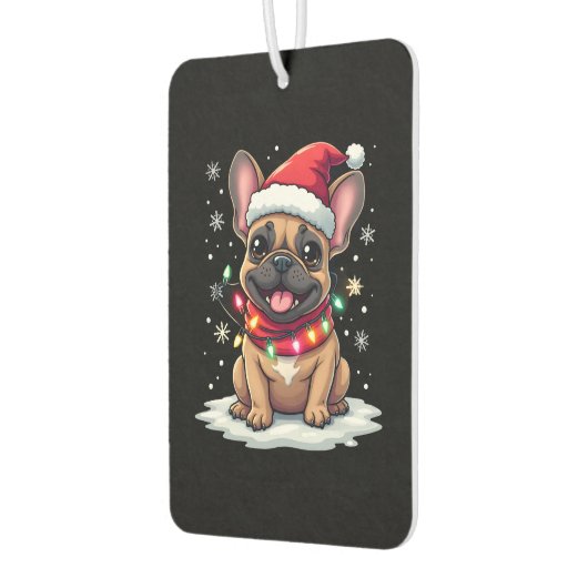 Désodorisant Pour Voiture Funny French Bulldogs Christmas Santa Hat Lights S (Gauche)