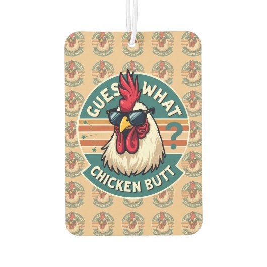 Désodorisant Pour Voiture  Funny Retro Chicken Butt Joke Design (Dos)
