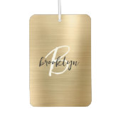 Désodorisant Pour Voiture Glam Gold Brushed Metal Black White Monogram  (Devant)