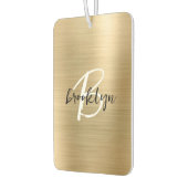 Désodorisant Pour Voiture Glam Gold Brushed Metal Black White Monogram  (Gauche)