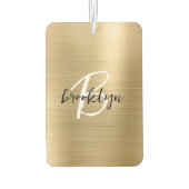 Désodorisant Pour Voiture Glam Gold Brushed Metal Black White Monogram  (Dos)