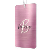 Désodorisant Pour Voiture Glam Pink Brushed Metal Black White Monogram  (Gauche)