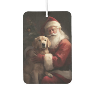 Désodorisant Pour Voiture Golden Retriever with Santa Clause Christmas