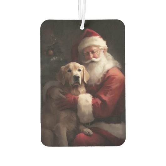Désodorisant Pour Voiture Golden Retriever with Santa Clause Christmas (Dos)