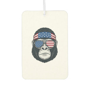 Désodorisant Pour Voiture Gorille Patriotique Gravure Vintage Vecteur_1