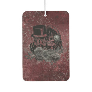 Désodorisant Pour Voiture Gothique Kissing Skulls Couple Et Sang Rouge Étern