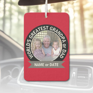 Désodorisant Pour Voiture Grand papa du monde Photo rouge noir