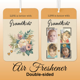 Désodorisant Pour Voiture Grandkids 4 photo coeur floral orange