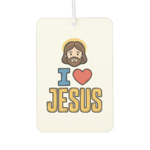 Désodorisant Pour Voiture Graphique chrétien vintage j'aime Jésus