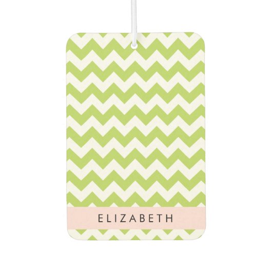 Désodorisant Pour Voiture Green Zigzag, Green Chevron, Votre Nom (Devant)