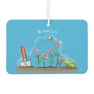 Désodorisant Pour Voiture Grenouille mignonne et abeille dans le jardin dess