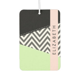 Désodorisant Pour Voiture Grey Zigzag, Grey Chevron, Mint, Votre Nom