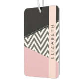 Désodorisant Pour Voiture Grey Zigzag, Grey Chevron, Rose, Votre Nom (Gauche)