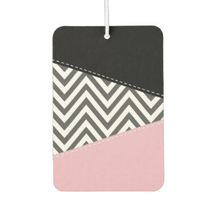 Désodorisant Pour Voiture Gris Zigzag, Gris Chevron, Motif Zigzag, Rose