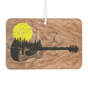 Désodorisant Pour Voiture Guitare acoustique coucher de soleil - Bois rustiq