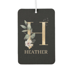 Désodorisant Pour Voiture H Monogramme Floral Personnalisé
