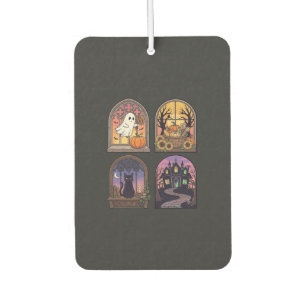 Désodorisant Pour Voiture Halloween Gothique Fenêtre Fantôme Citrouille Chat