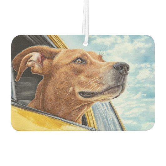 Désodorisant Pour Voiture Happy Dog in Yellow Car Art Print (Dos)