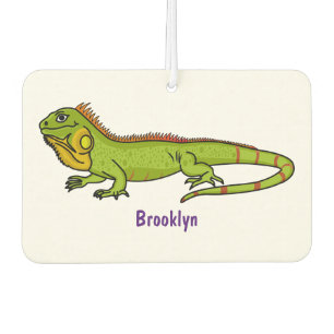 Désodorisant Pour Voiture Happy green iguana cartoon