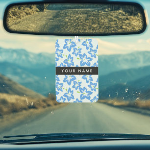 Désodorisant Pour Voiture Hibiscus Bleu, Fleurs Bleues, Votre Nom